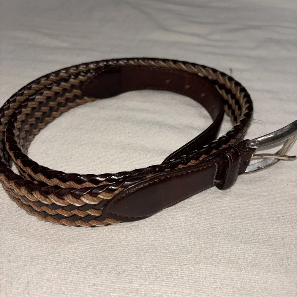 Vintage Brightons Brown Braided Genuine Leather Belt Women's Size M/L‎